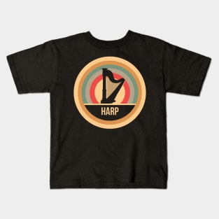 Retro Vintage Harp Gift For Harpists Kids T-Shirt